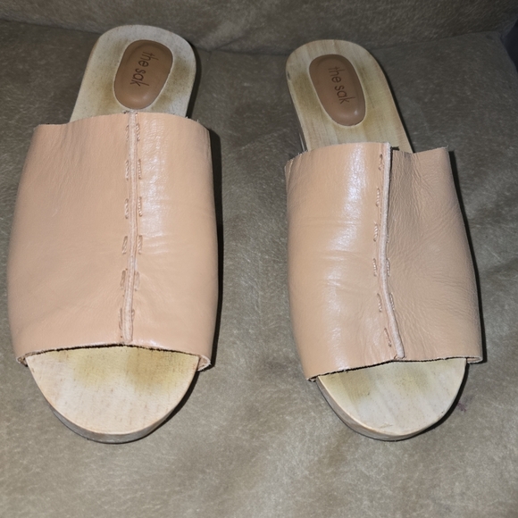 The Sak Ella Clog Sandals Leather Wooden Heel Size 9 *New - Picture 6 of 13